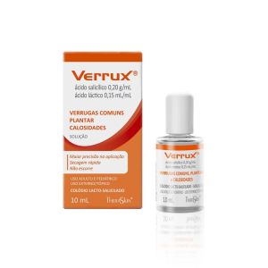 Verrux 165mg/mL + 145mg/mL Caixa com 1 Frasco com 10mL de Solução de Uso Dermatológico + Aplicador