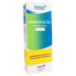 Vitamina D3 Biolab 2000Ui Caixa com 30 Cápsulas